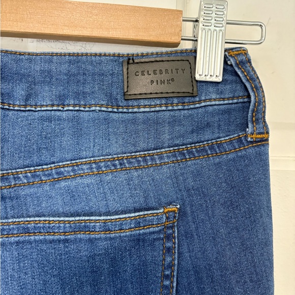 Celebrity Pink Women’s Blue Jeans Mid Rise Ankle Skinny Stretch Whiskered 3/26 - Picture 6 of 13
